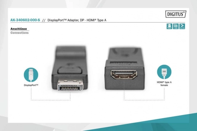 Displayport 1080p 60Hz FHD Typ DP/HDMI A M/Z Černý adaptér