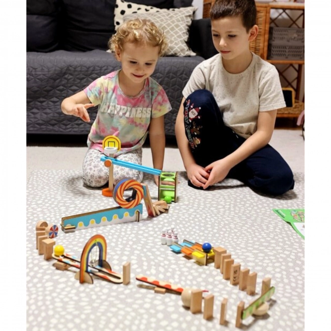 Dřevěné stavební kostky domino / domino puzzle Tooky Toy