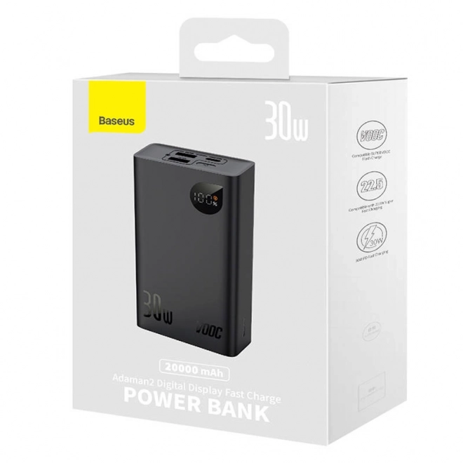 Powerbanka Baseus Adaman 2, 20000mAh, 30W, 3xUSB, USB-C (černá)