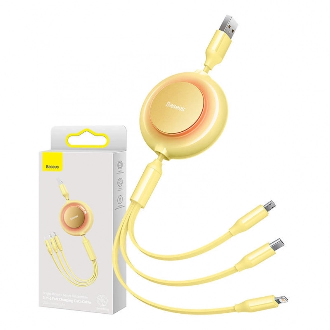 Baseus Bright Mirror 2, USB kabel 3 v 1 pro micro USB / USB-C / Lightning 3,5A 1,1 m – Žlutý