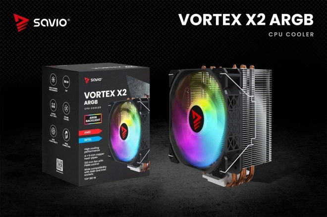 Chladič procesoru Savio Vortex X2 ARGB