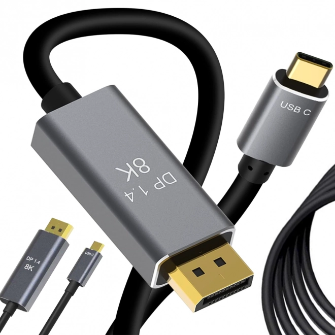 Displejový kabel s USB-C a DisplayPort 1.4, 1,8 m