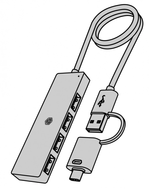 Rozbočovač s 4 porty USB Typ-A s konektorem Typ-C/A