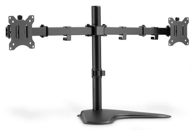 Černý dvojitý stolní stojan na monitory s úchytkami pro monitory do 32''