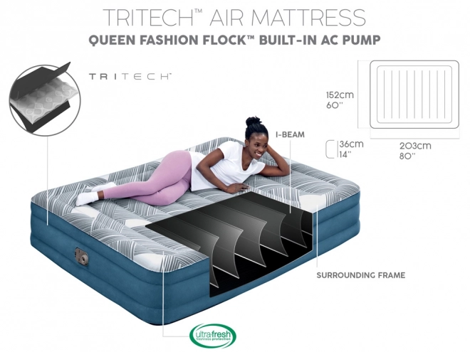 Pohodlná matrace Bestway 2s Queen 203x152x36cm s vestavěným čerpadlem 6712Y
