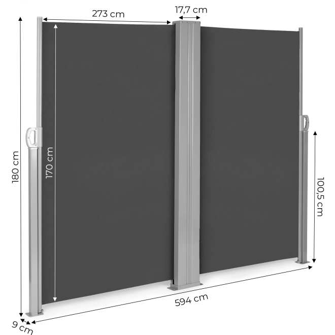 Oboustranná markýza 300x300x180 cm sluneční clona pro soukromí antracit MultiGarden