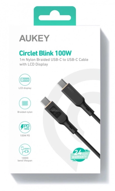 Kabel USB-C na USB-C Aukey CB-MCC102, 100W, 1,8 m (černý)
