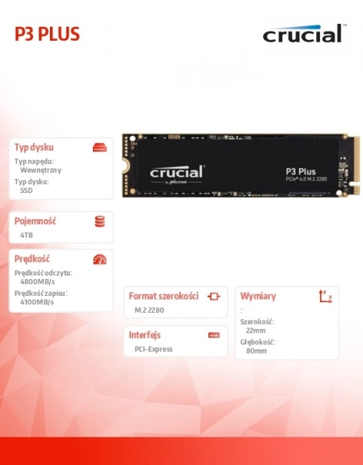 SSD P3 PLUS 4TB M.2 NVMe 2280 PCIe 4.0 4800/4100