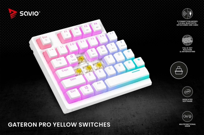 Mechanická bezdrátová klávesnice Phenix White Gateron Yellow Pudding