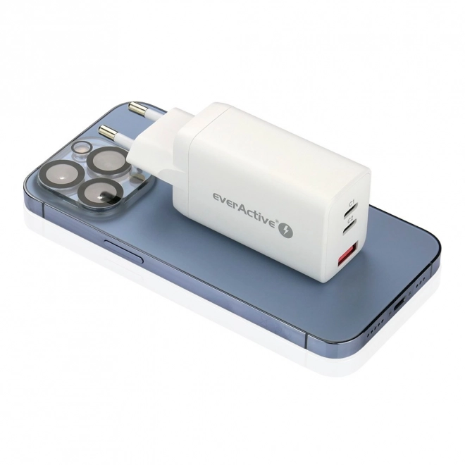 Bílá rychlonabíječka USB/USB-C QC4+ 65W s technologií GaN