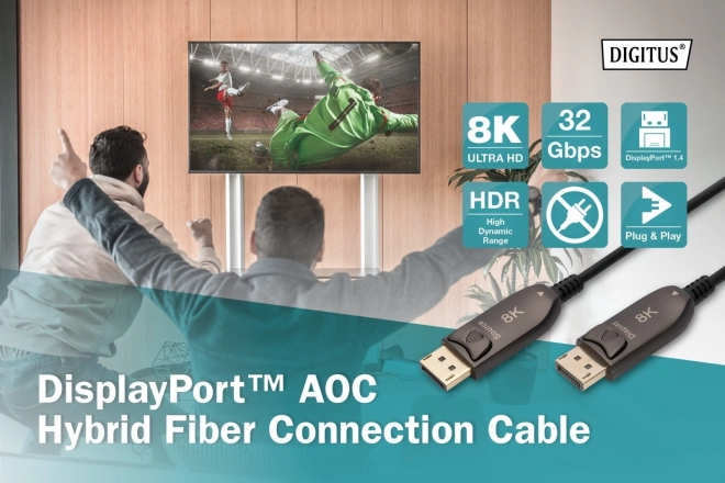 AOC DisplayPort 1.4 8K/60Hz UHD DP/DP M/M hybridní propojovací kabel černý – 20 m