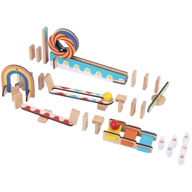 Dřevěné stavební kostky domino / domino puzzle Tooky Toy