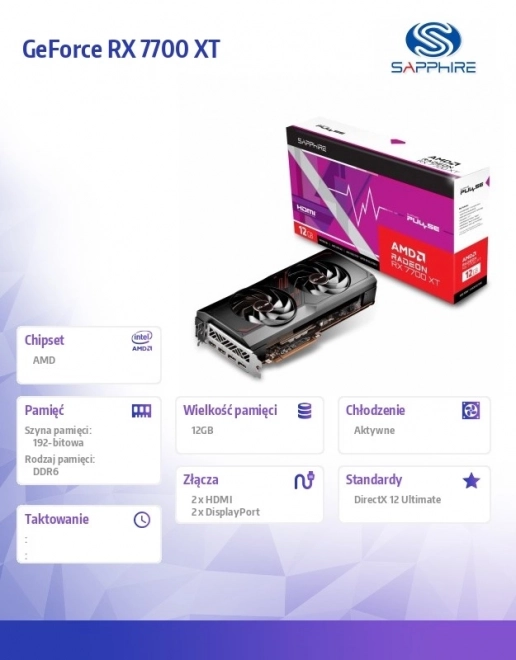 Grafická karta Sapphire Radeon RX 7700 XT 12GB GDDR6