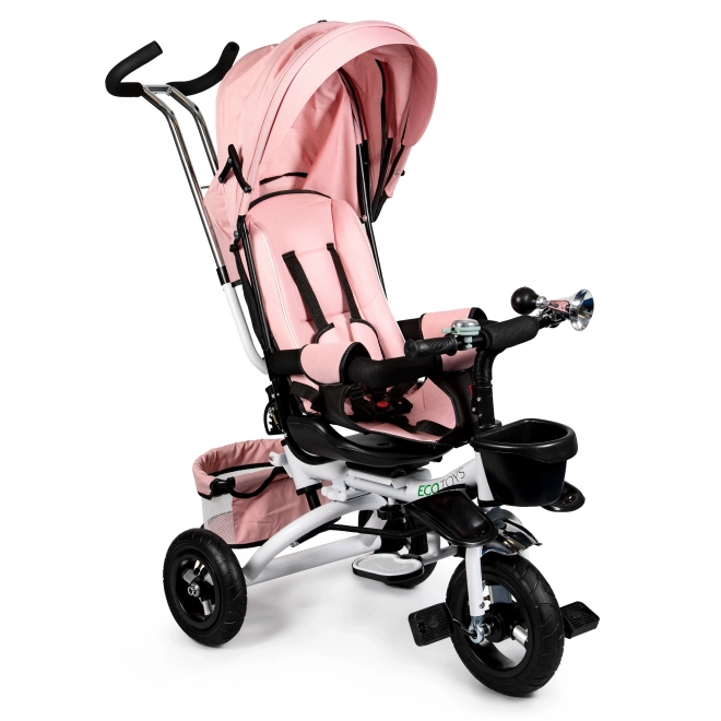 Otočná tříkolka 360° Pink Delux se stříškou