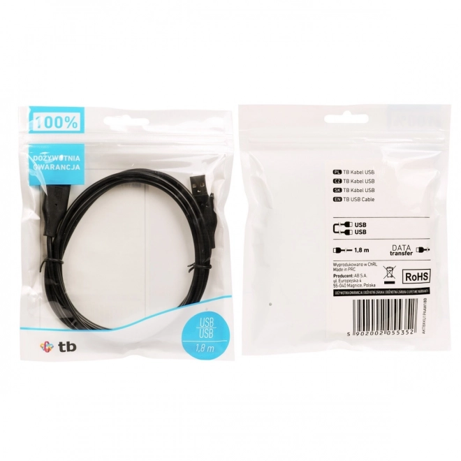 Usb kabel am-am 1.8m černý
