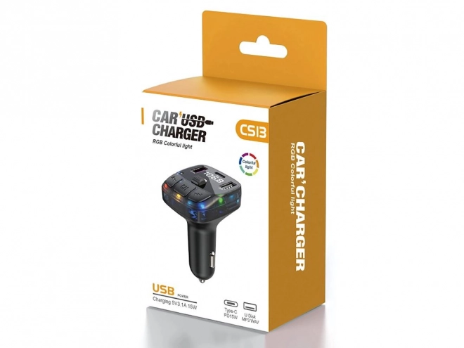 FM Bluetooth vysílač s USB a USB-C nabíjením