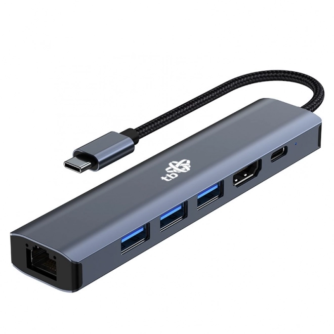 Adaptér HUB USB C 6v1 - HDMI, USBx3, PD, RJ-45