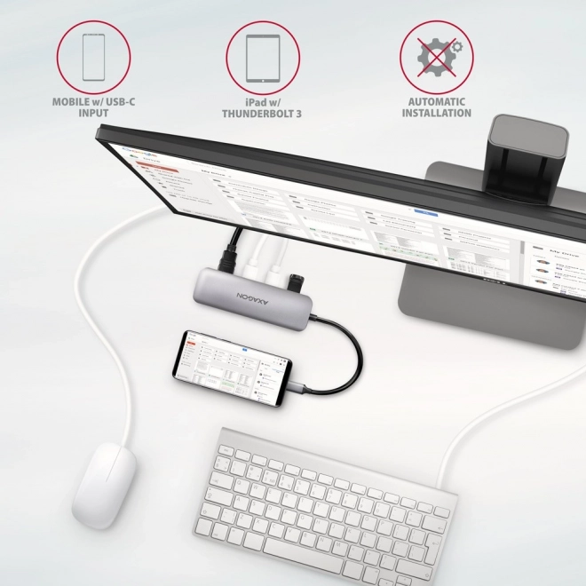 HMC-HCR3A Víceportový rozbočovač 3x USB-A + HDMI + SD/microSD, USB-C 3.2 Gen1, 20cm kabel USB-C
