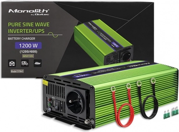 Qoltec čistý sinus měnič napětí 600W - 1200W