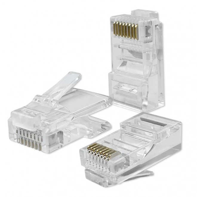 Průchozí konektor RJ45 CAT5e UTP Pozlacené kontakty 100 kusů