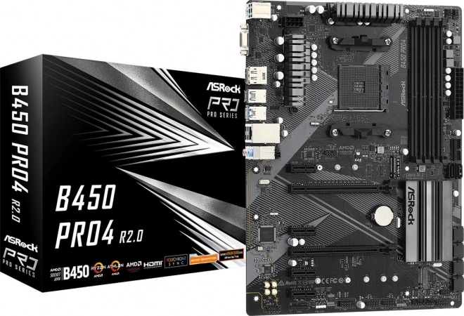 asrock b450 pro4 r2.0 – herní základní deska am4 atx s m.2, hdmi a usb 3.2