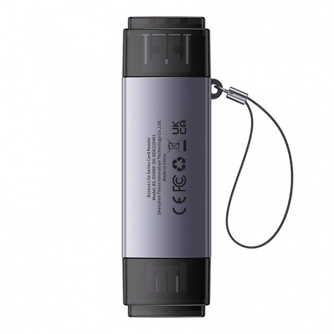Baseus čtečka paměťových karet SD/TF USB a USB-C šedá