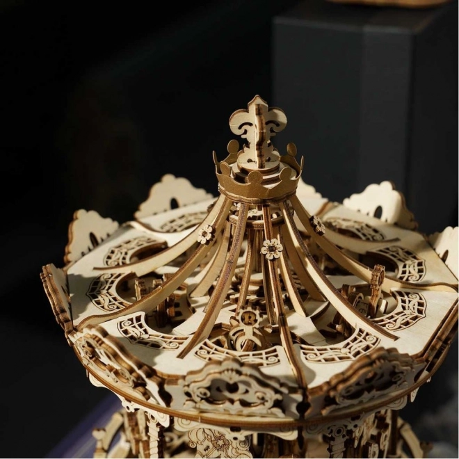 Dřevěný kolotoč - 3D Skládačka s Hrací Skříňkou