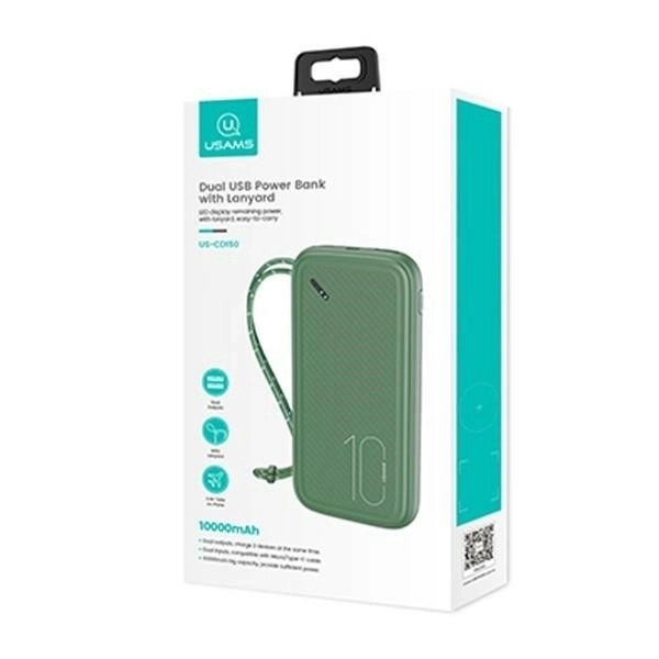 Zelená Powerbanka Usams 10000mAh 2xUSB
