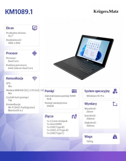 Krüger&Matz 2v1 tablet EDGE 1089