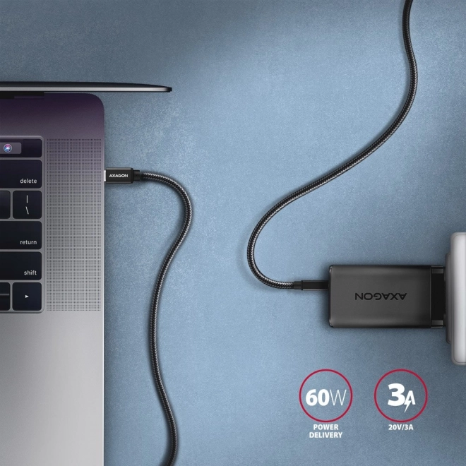 Kabel USB-C na USB-C 3m, Power Delivery 60W, ohebný opletený