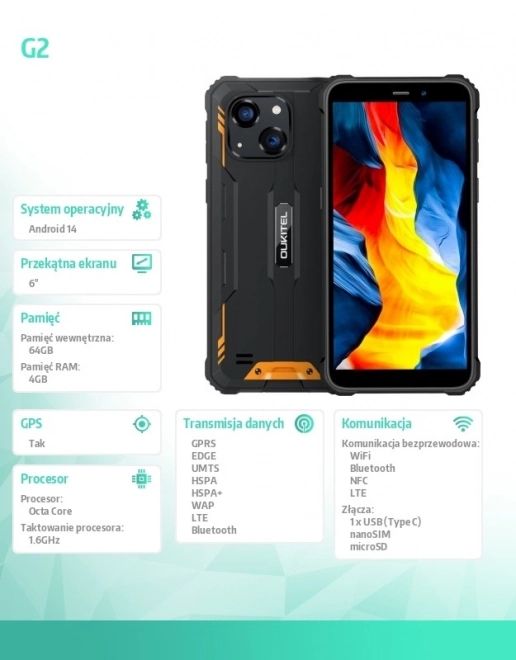 Chytrý telefon 6" 4/64GB 6300 mAh DualSIM oranžový