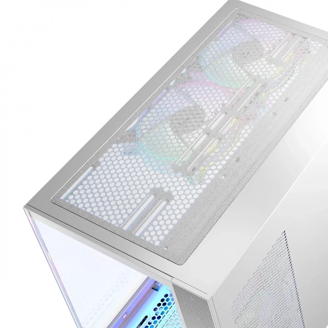 Počítačová skříň VOLCANO Panorama Apex ARGB, 7× ARGB ventilátorů, bílá