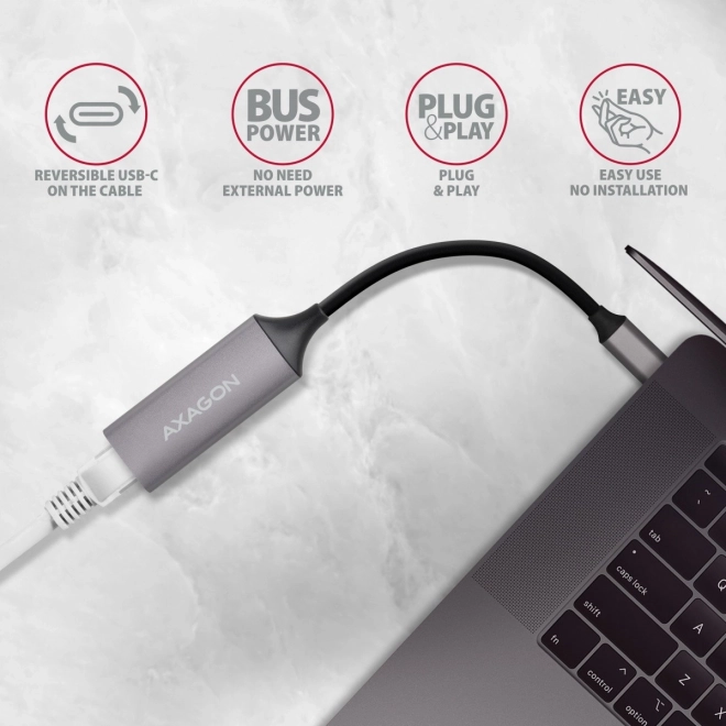 ADE-TRC Gigabitový ethernetový adaptér, USB-C 3.2 Gen 1, automatická instalace, kov, titanově šedý