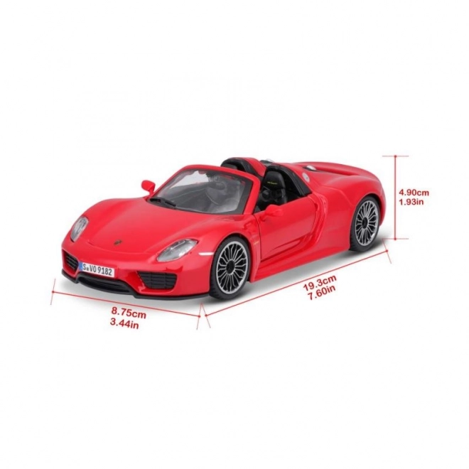Kovové autíčko Porsche 918 Spyder červené