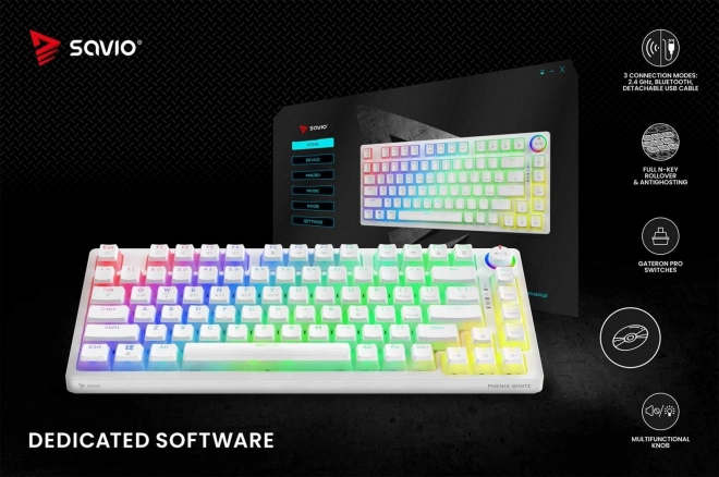 Mechanická bezdrátová klávesnice Phenix White Gateron Yellow Pudding
