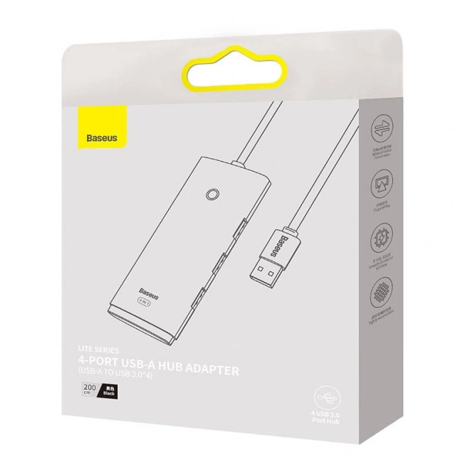 Rozbočovač 4w1 Baseus Lite Series USB do 4x USB 3.0 2m (černý)