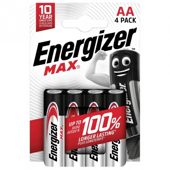 Alkalické baterie LR6/AA Energizer MAX, balení 4 ks