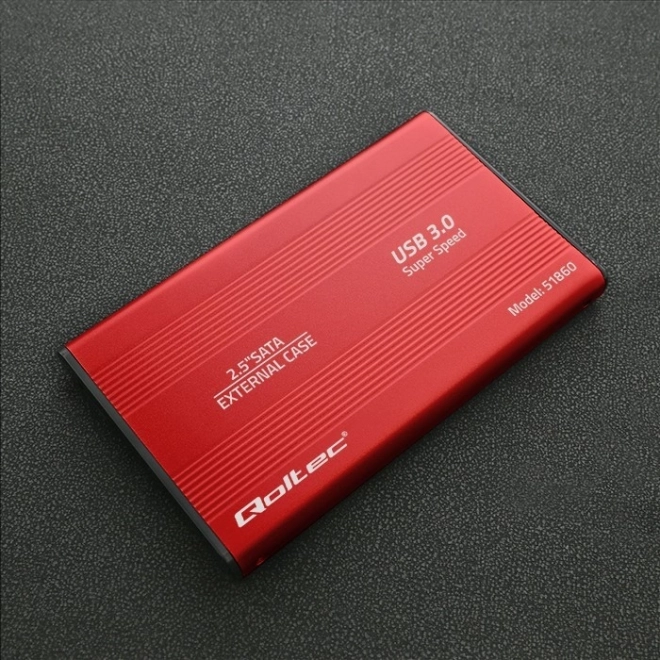 Externí obal na 2.5" disky HDD/SSD SATA3, USB 3.0, červený
