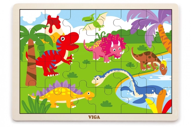 Dřevěné puzzle 16 dílků - dinosauři