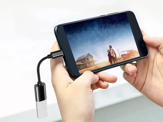USB-C na USB-A 3.0 OTG adaptér s opleteným kabelem