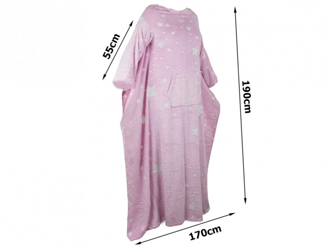 Deka s rukávy fleece teplá mikina župan neonový – růžová
