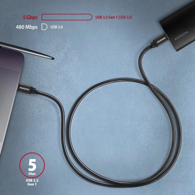 Kabel USB-C na USB-C 3m, Power Delivery 60W, ohebný opletený