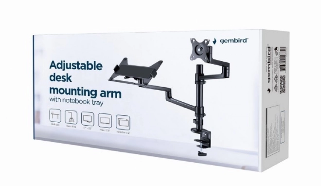 GEMBIRD polohovatelný stolní držák na monitor 17–32'' a notebook do 17,3''