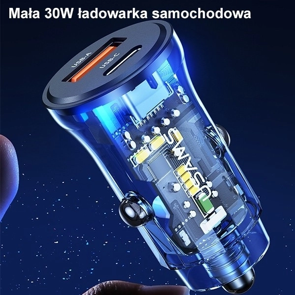 Nabíječka do auta 30W 1xUSB + 1xUSB-C Fast Charge