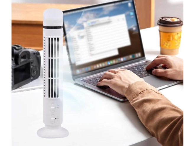 Bezlopatkový sloupový ventilátor s LED osvětlením