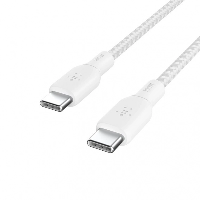 Opletený kabel USB-C na USB-C 100W 3 m bílý