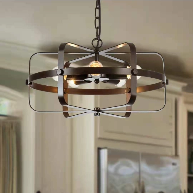 Industriální závěsná lampa s klecovým designem
