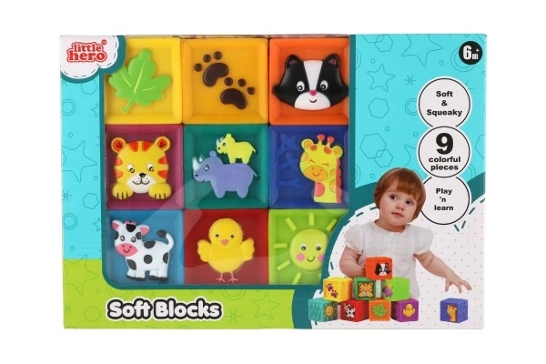 Měkké gumové kostky pro děti - 9 kusů