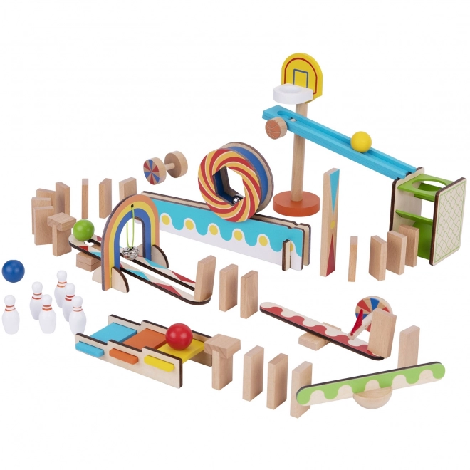 Dřevěné stavební kostky domino / domino puzzle Tooky Toy