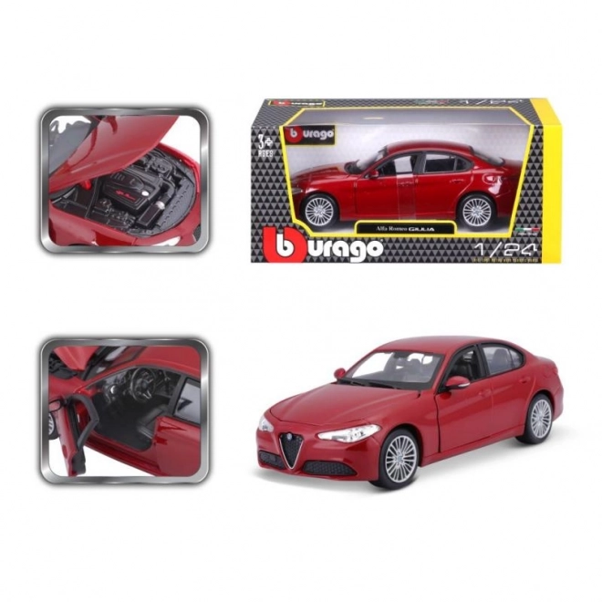 Bburago 1:24 Alfa Romeo Giulia (2016) Metallic červená 18-21080